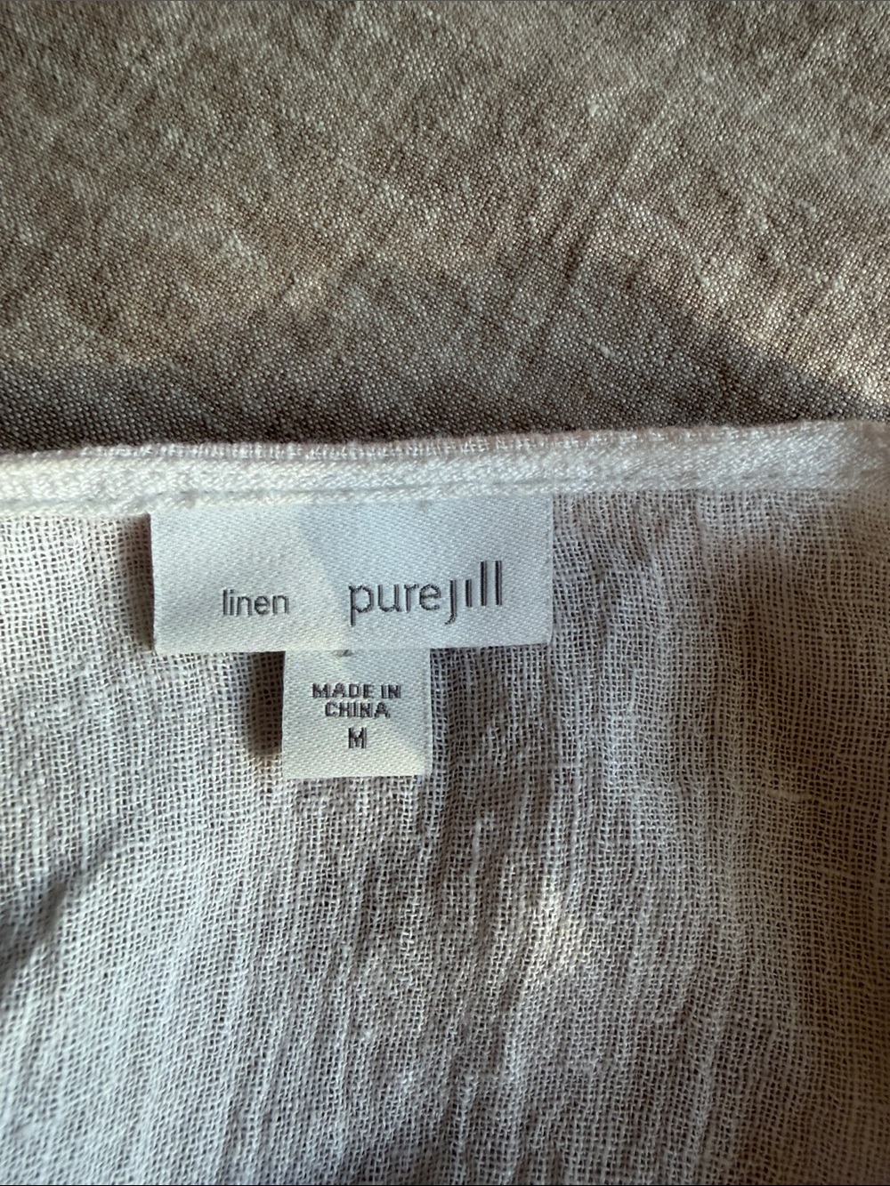 Pure Jill White Linen Open Front Beach Cover Up Cardigan M - Picture 10 of 12